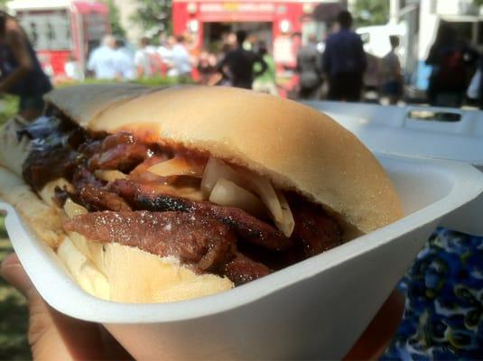 Awesome kalbi cheese steak hoggie!  Cheese is super stringy - yea!!!