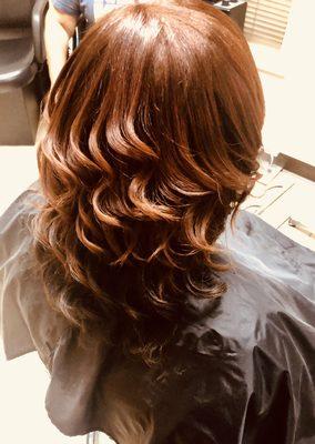 Ombré Copper tones with loose spiral curls