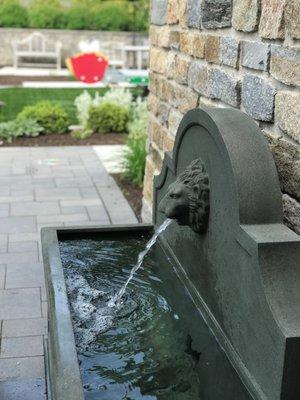 A soothing water feature in the Center's Memorial Garden