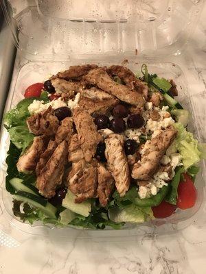 Huge Greek salad with chicken, yum!