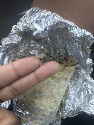 Hair pulled out of burrito.