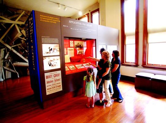 The case featuring artifacts relating to Clara Barton and the American Red Cross.