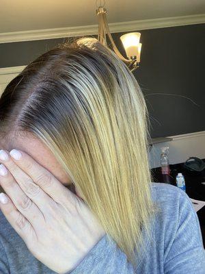 this side is heavy blond and harsh. Yellow.