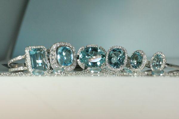 Aquamarine diamond Rings