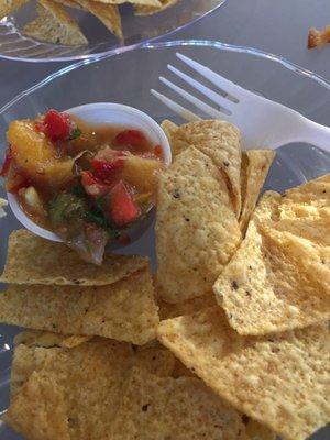 Ceviche and chip.