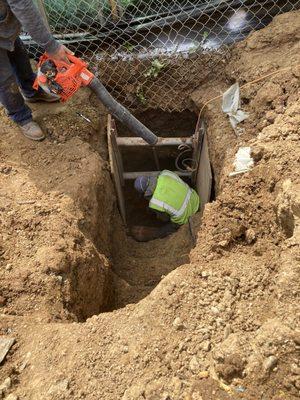 EPS working on sewer connection to City main