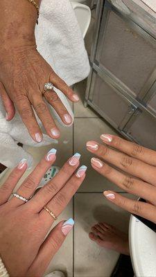 2 gel manicure and 1 acrylic manicure