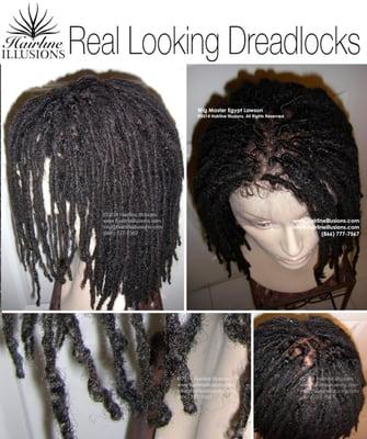 Natural looking dreadlocks by Hairline Illusions.  No one will know you are wearing a wig!