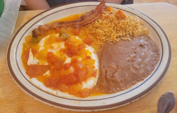 Huevos rancheros lunch plate