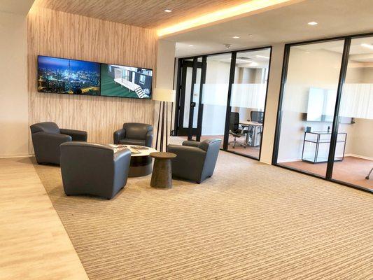 Lobby space with dual flat panel dispalys