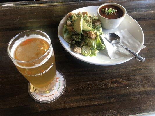 Beer With Chili And Salad