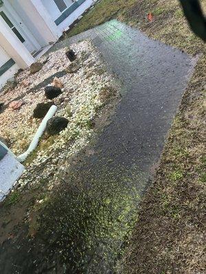 This photo was taken to show how the water sits here and overflows to my garage.