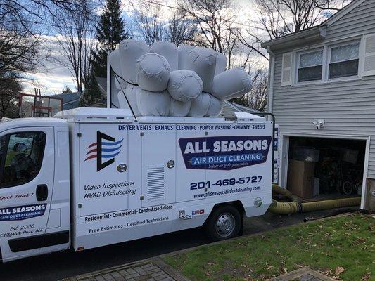 Residential air duct cleaning with Duct Truck 1