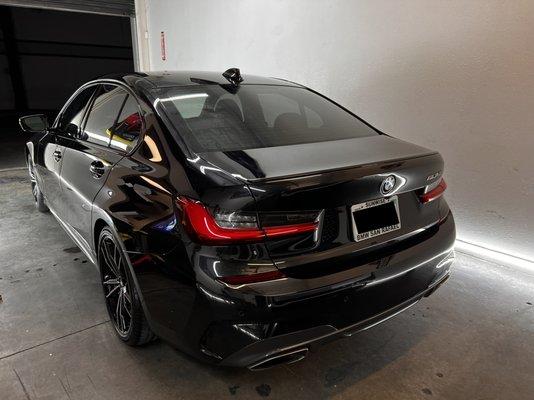 2021 BMW M340i black paint was corrected with a single stage paint correction and coated with Gloss It Graphene coating 5 Year Warranty