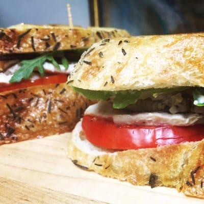 AB Marinated Turkey Breast makes a Killer Sammy! Here on my Rosemary bread arugula bacon & heirloom tomatoes out my garden YUM!