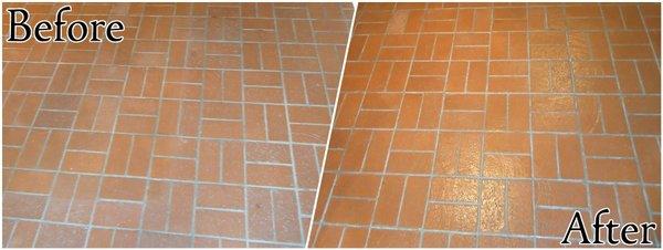 Before and after of brick cleaning.