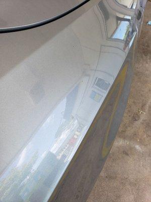 Dried wax still on vehicle after $99 Bumper to Bumper detailing service.