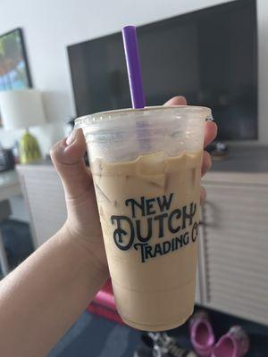 Self stirred self strawed, Carmel iced latte.