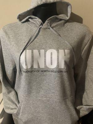 Gray Hoodie With White and Black Vinyl.