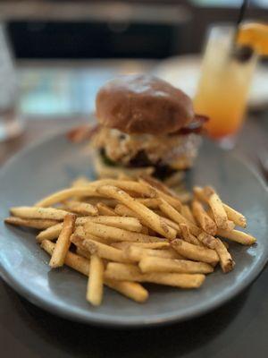 Hamburger and fries