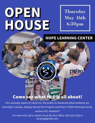 HLC opens its doors to the public annually. Come see what HLC classes are offered, what students are learning through displayed projects.