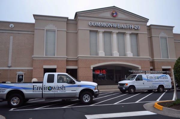 Washing the sidewalks in front of Commonwealth 20