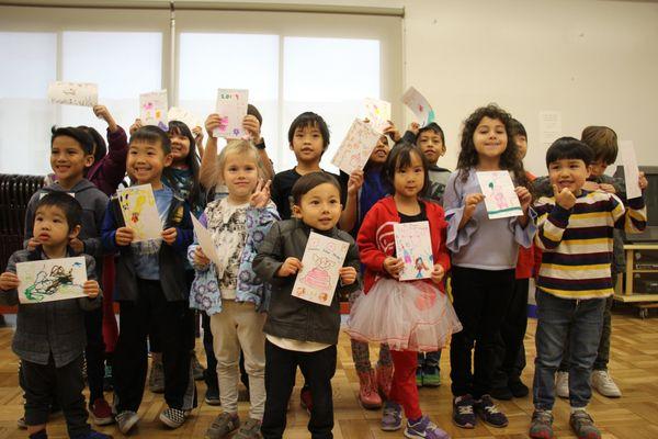 Japanese Language School students making cards for Setsubun!