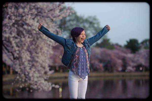 My daughter stretching between photos.