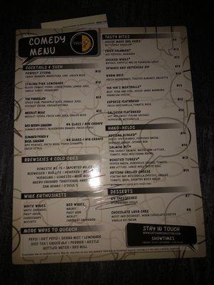 Comedy Menu