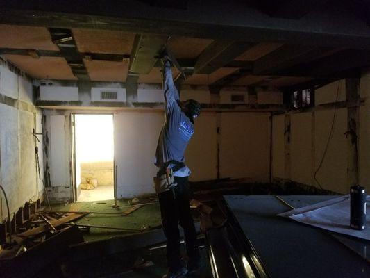 Fake beam ceiling removal.