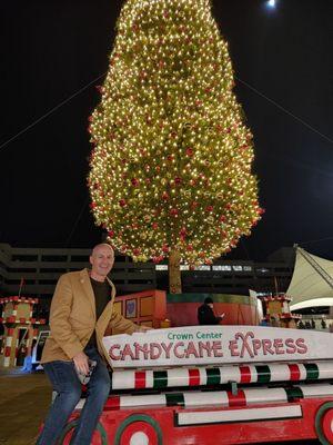 Husband hopped aboard the Candy Cane Express for a Holiday Card worthy shot!