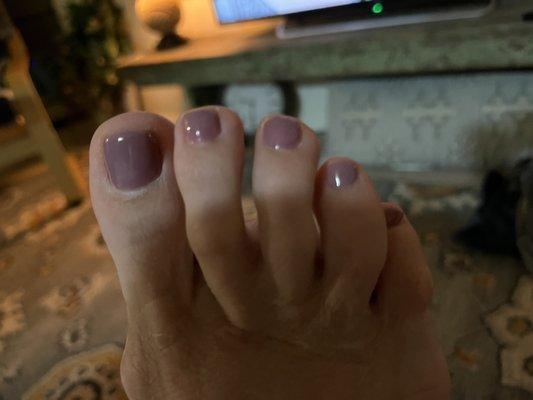 My imperfect toes made prettier by Alan's perfect pedicure!