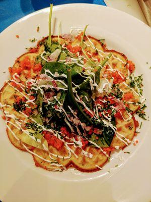 Dairy free potato Waffle w. seaweed topping