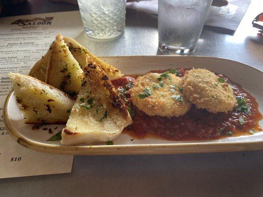 Goat cheese fritters with garlic toast points