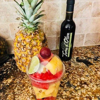 Pineapple Balsamic by Terra d' Oliva drizzled that fresh fruit for and amazing unique taste!