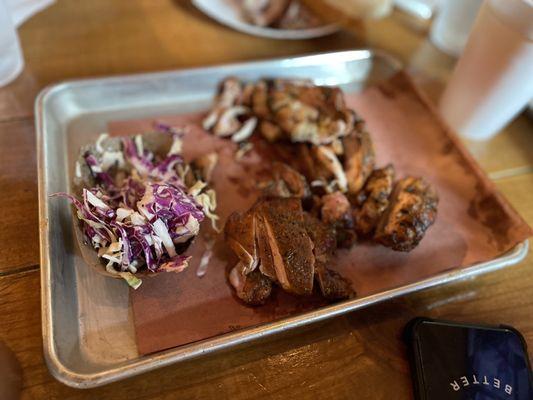 Smoked chicken, coleslaw