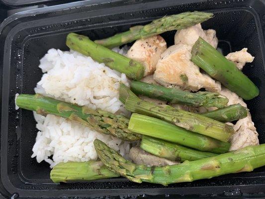 Stay fit meal - chicken rice and asparagus (subbed tilapia for chicken)