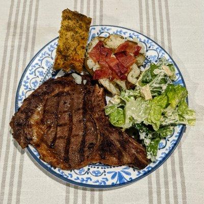 Prime Selection bone-in rib-eye.  Marbled, juicy, and tender.