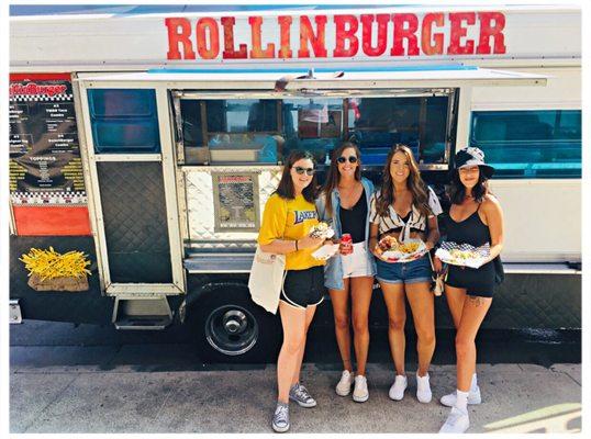 Friends, Rollinburger Truck, enjoying the best of vegan options