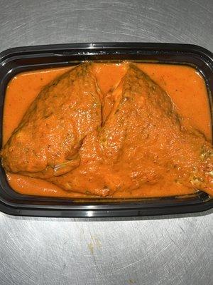 Whole fried tilapia and pepper sauce