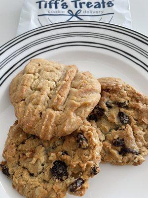 Oatmeal Raisin and Peanut Butter cookies