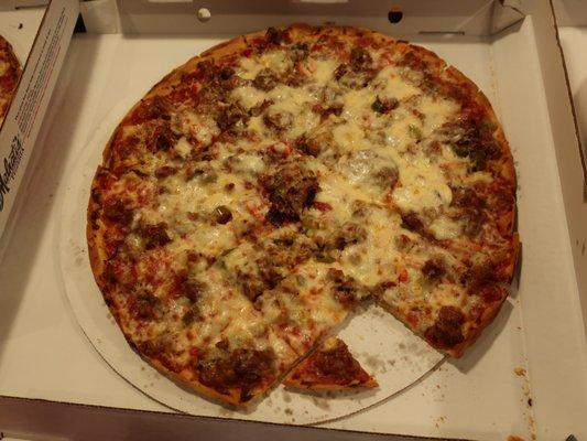 Italian Combo pizza - with Italian beef and spicy hot giardiniera.