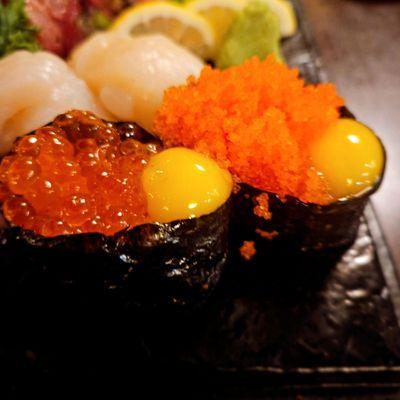 Salmon Roe and Flying  Fish Roe with Quail Egg