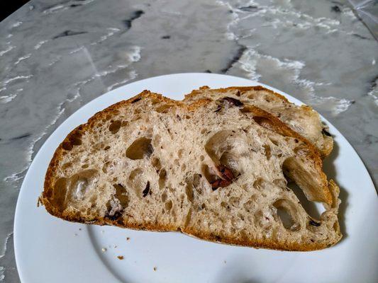 Olive bread cross section