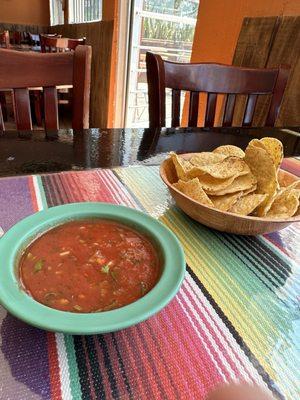 Chips and very spicy salsa