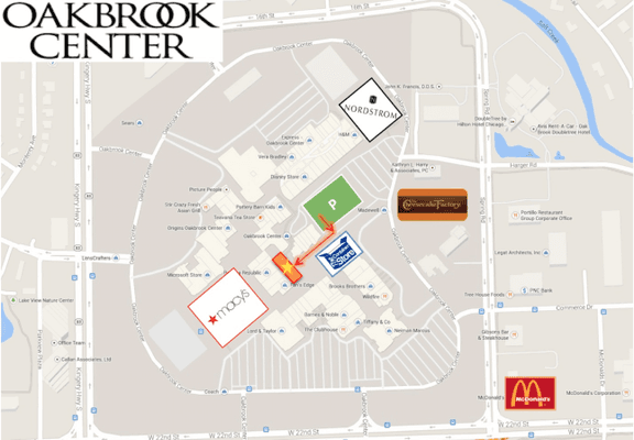 by Container Store on the right hand side.  Park in Orange parking lot.  Go to 2nd flood in elevator. Turn right.  You'll see Antico Posto