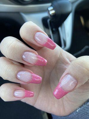 Pink Frenchies with glitter