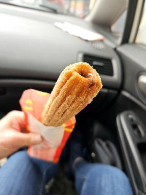 So good - dulce de leche in the middle of a churro