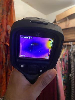 Infrared cameras are used to help detect elevated moisture throughout a property.