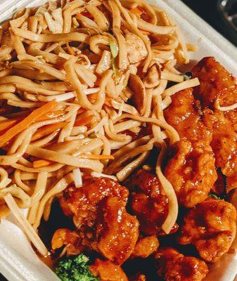 Orange chicken with noodles